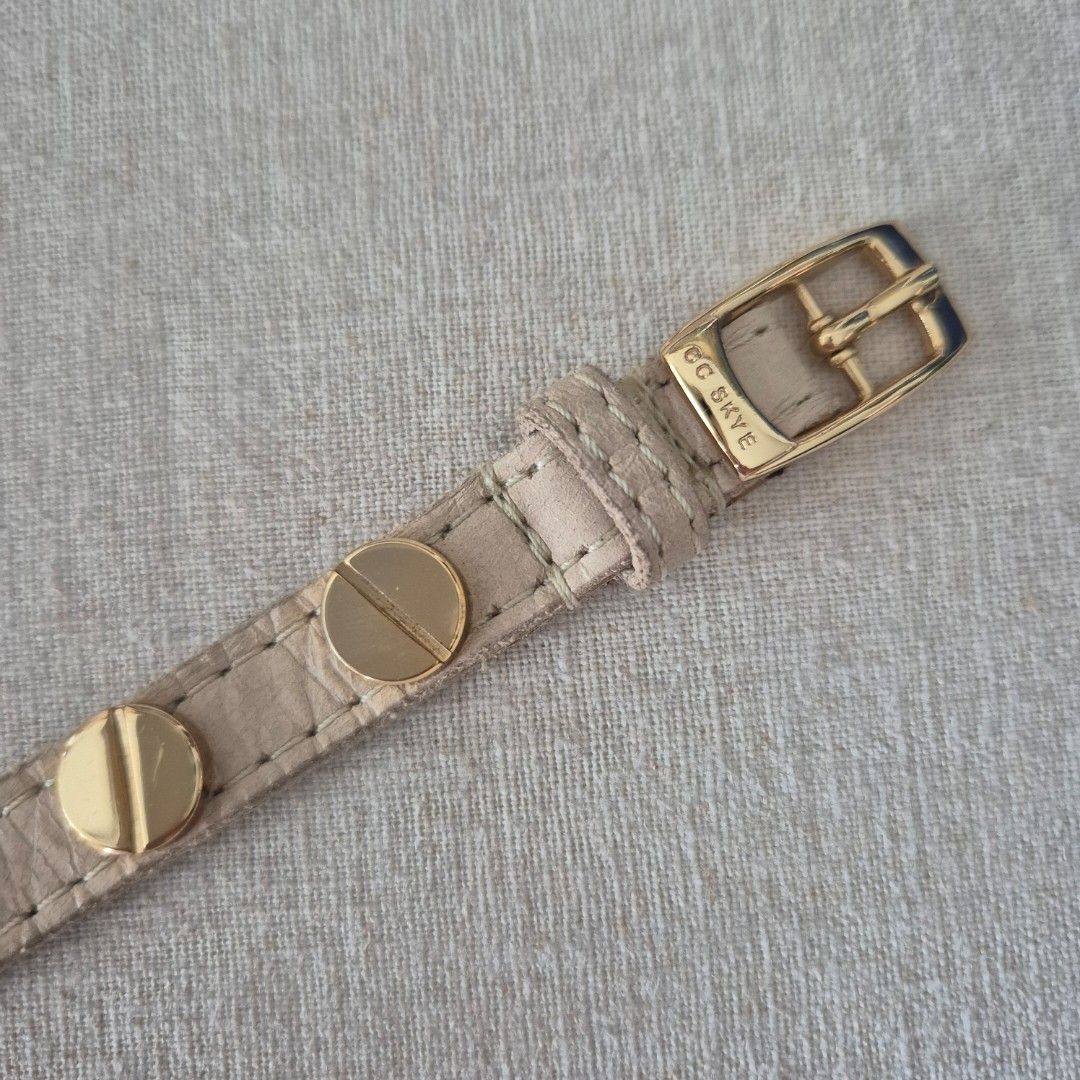 CC Skye Gold Biege Signature Screw Leather Bracelet