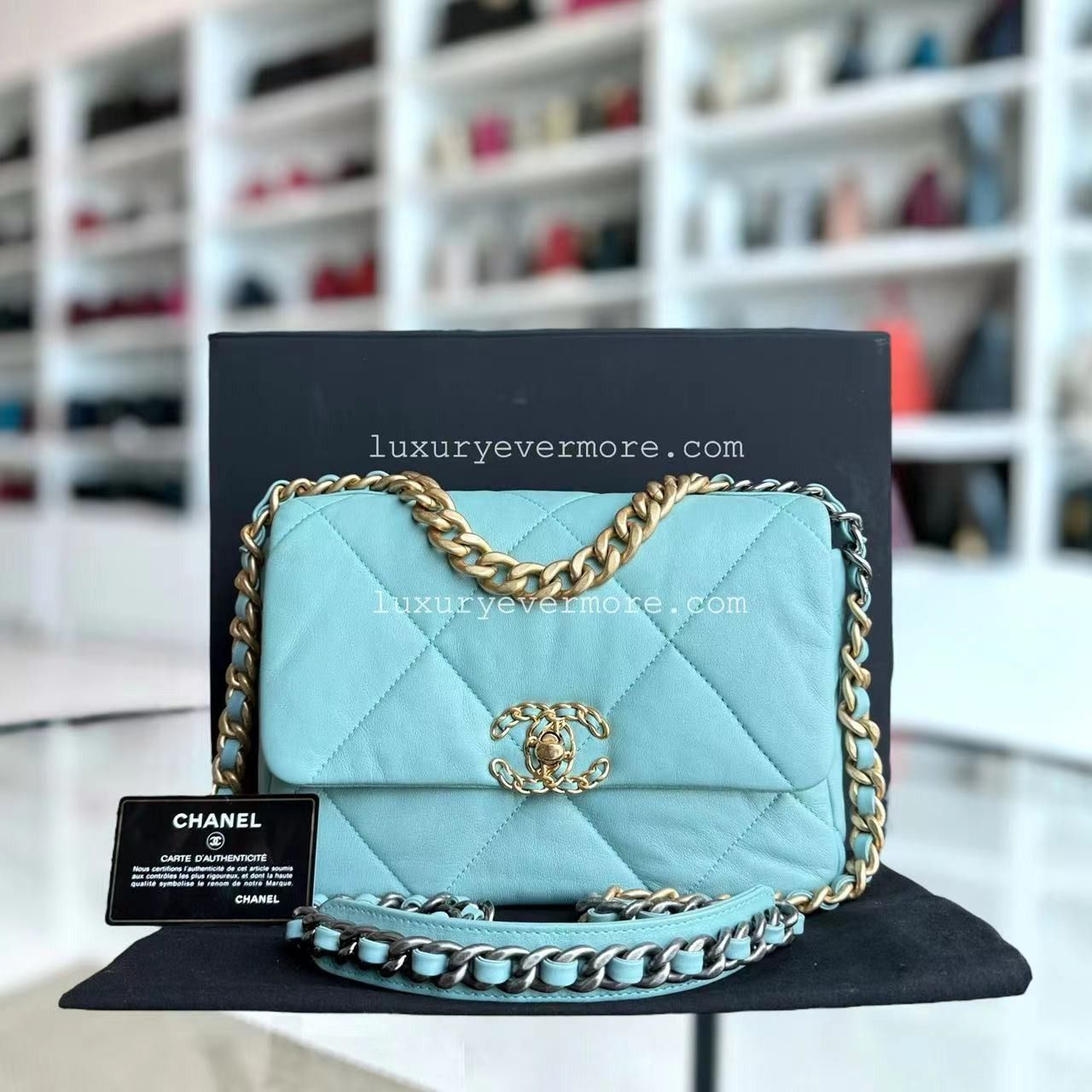 Chanel 19 bag tiffany blue new arrivals