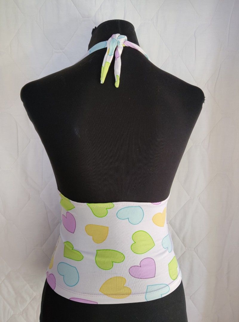 Cute y2k heart halter top (Category: Sleeveless) located in Tuguegarao City. Submitted by cielopp (Listing ID 1332844332, Image 2). Description: Title: Cute y2k heart halter top Size: xs - s -in good condition, only need ironing. Photos posted are updated, no asking for additional photos. Sold as is. Lower your expectations. Payment method: Gcash Delivery ( c.o. buyer): j&t.