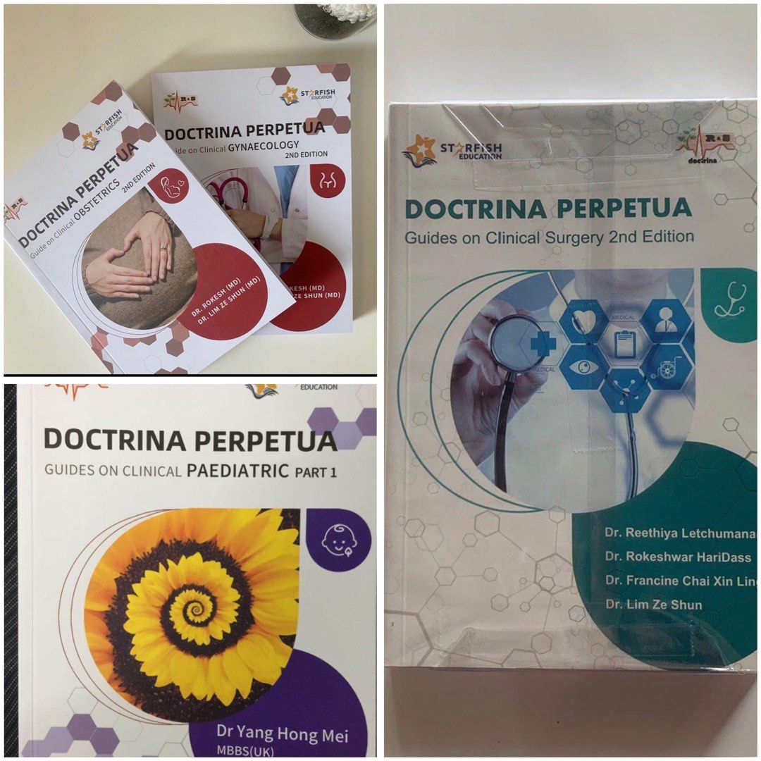 ALL 5: Doctrina Perpetua Guide on Clinical set (surgery, obstetric, Gynaecology, paediatrics 1&2) (Category: Storybooks) located in Petaling Jaya. Submitted by farhana_alya (Listing ID 1322509901, Image 1). Description: - All book are available, Price for all 4 books -Check out through carousel onlyy, book receive through tele (@Farhana Alya) -How?: Buy button> fill in detail (name and phone number> delivery provider pick meet up> place order> ma