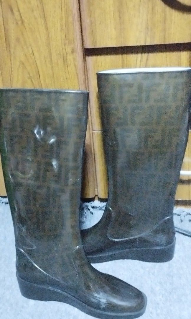 FENDI women s rain boots zucca monogram Women s Fashion Footwear Boots on Carousell