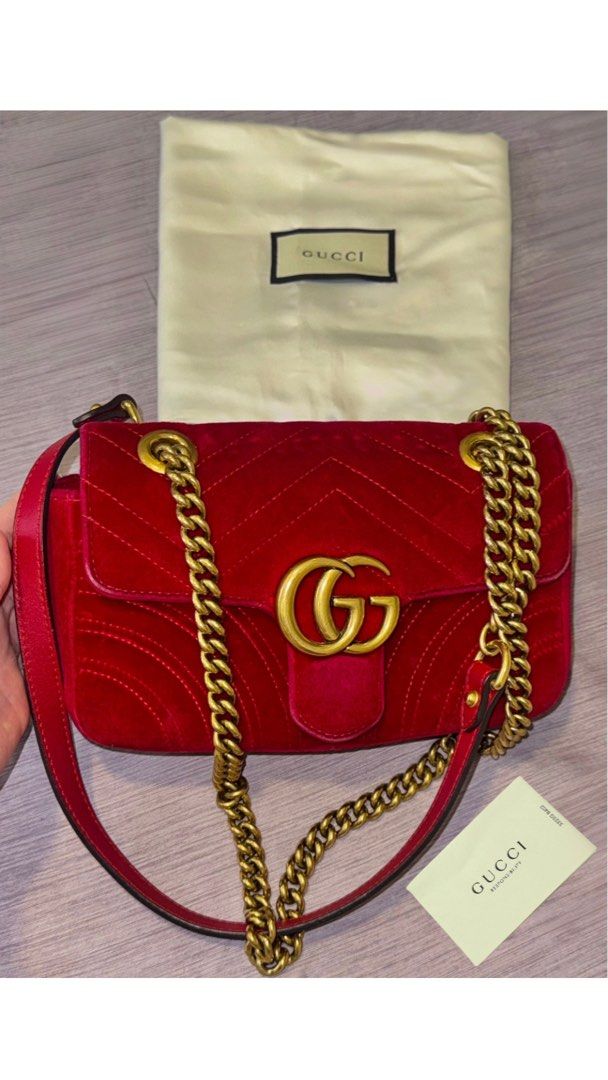 Gucci bag velvet red sale