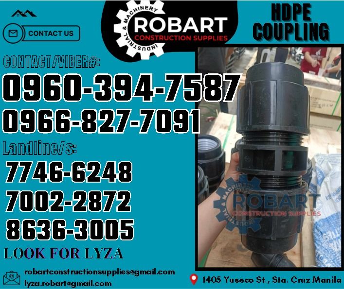 HDPE Coupling (Category: Construction Tools & Equipment) located in Manila. Submitted by lyzarobart11 (Listing ID 1332793902, Image 1). Description: HDPE Coupling 2-1/2" (75mm) Brand: Era 𝑹𝑶𝑩𝑨𝑹𝑻 𝑪𝑶𝑵𝑺𝑻𝑹𝑼𝑪𝑻𝑰𝑶𝑵 𝑺𝑼𝑷𝑷𝑳𝑰𝑬𝑺 𝒪𝒻𝒻𝒾𝒸𝑒 𝒜𝒹𝒹𝓇𝑒𝓈𝓈: 𝟣𝟦𝟢𝟧 𝒴𝓊𝓈𝑒𝒸𝑜 𝒮𝓉. 𝒮𝓉𝒶 𝒞𝓇𝓊𝓏 𝑀𝒶𝓃𝒾𝓁𝒶 ꜱᴇɴᴅ ᴜꜱ ᴍᴇꜱꜱᴀɢᴇ ꜰᴏʀ ɪɴQᴜɪʀɪᴇꜱ ‼️ ‼️ ɢʟᴏʙᴇ: (0966-827-7091) ꜱᴍʀᴛ - (0960-394-7587) ᴠɪʙʀ - (0960-394-7587) ʟᴀɴᴅʟɪɴᴇ: (8636-