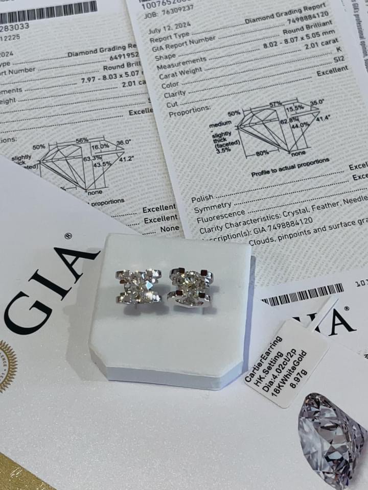 Hk setting cartier diamond w GIA cert complete inclusion Women s Fashion Jewelry Organizers Earrings on Carousell