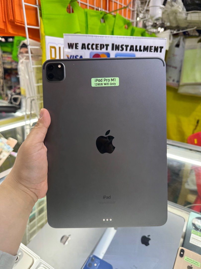 iPad Pro M1 11" 128GB WIFI ONLY NO ISSUE (Category: iPad) located in Pasig City. Submitted by fairgadgetshop (Listing ID 1332909158, Image 1). Description: Buy/Sell/Trade/Swap Legit Seller w/ Physical Store Mabilis Kausap Installment via Credit Card, GGives, Gcredit, SPaylater and Billease with additional interest We accepting Brandnew or Secondhand iPad Pro M1 11" 128GB Wifi Only Working Face ID/Truetone No hidden Account/No Issue Reset all you 