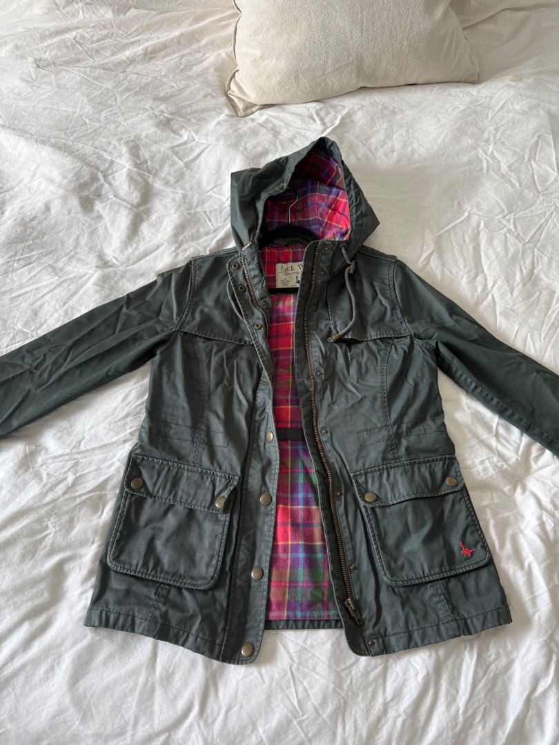 Jack Wills wax khaki jacket with hood Women s Fashion Coats Jackets and Outerwear on Carousell