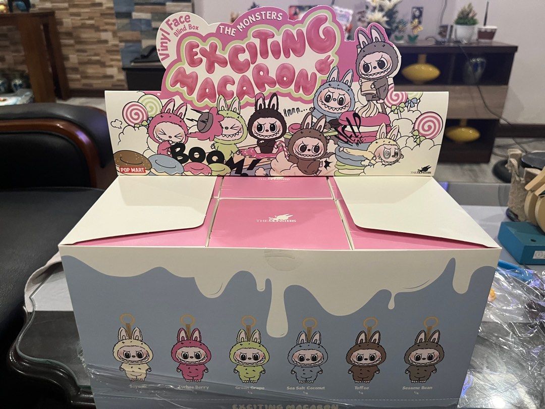 Labubu Macaron V1 (Category: Designer & Blind Box Toys) located in San Pablo. Submitted by roseperez (Listing ID 1332940044, Image 1). Description: Labubu Macaroon V1 Authentic 100% Available: Chestnut Cocoa (secret)- 10,000 Sea Salt Coconut- 2,500 Green Grape- 2,500 Sesame Bean- 2,100 Soymilk- 1,900 Lychee berry- SOLD .