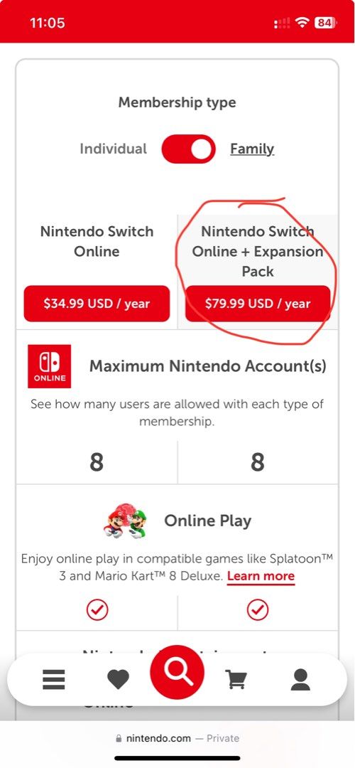 Nintendo Switch Online + Expansion Pack Family Membership, Video Gaming