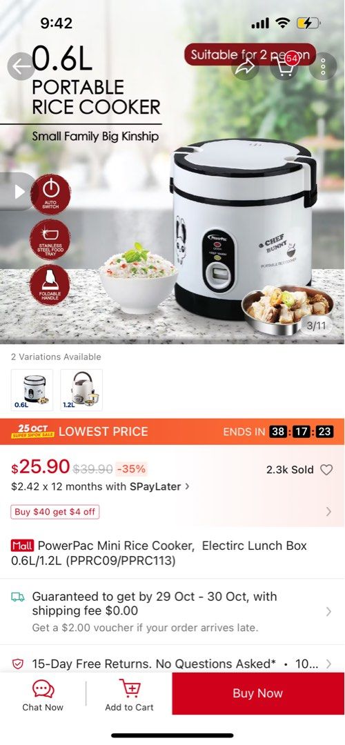 Powerpac Rice Cooker Free rice 1kg