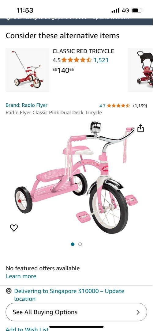 Classic pink dual deck tricycle clearance