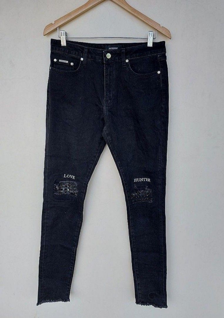 Represent Clo. Love and Hunter Studded Jeans (Category: Jeans) located in Cavite. Submitted by benta_bounce (Listing ID 1332960923, Image 3). Description: In very good condition Size 32 on tag Color: Vintage Black Pm me for more info.
