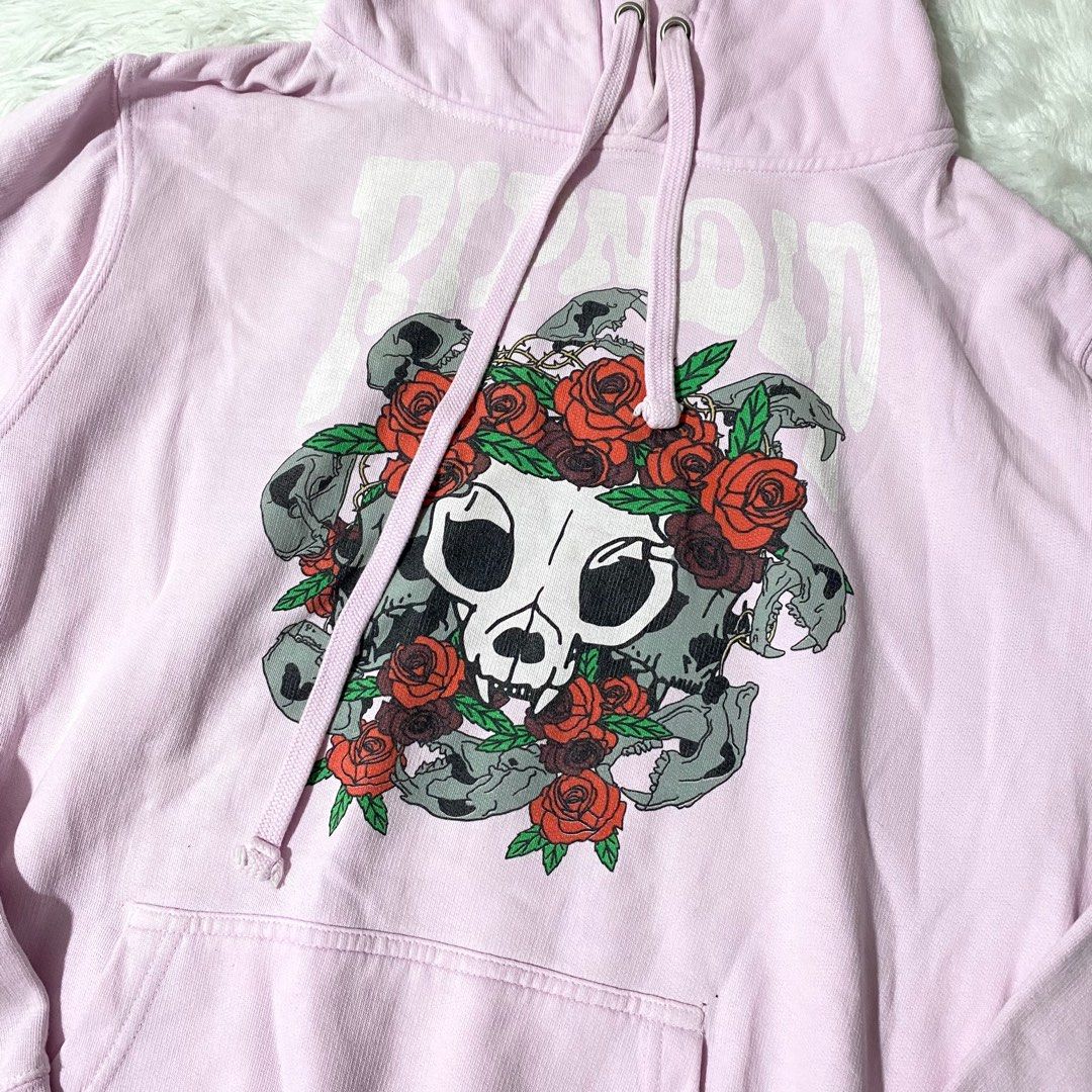 RIPNDIP Lavender Rose Skull Hoodie Jacket y2k grunge goth coquette mcbling
