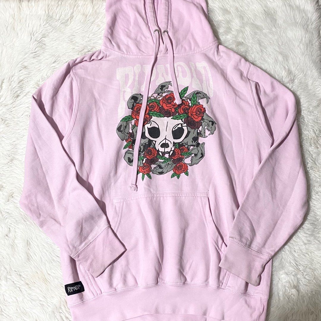RIPNDIP Lavender Rose Skull Hoodie Jacket y2k grunge goth coquette mcbling