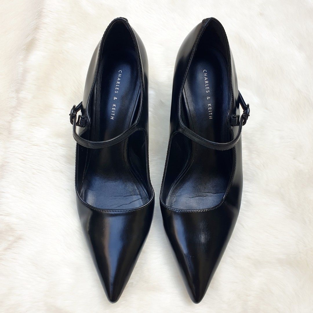 Sepatu Charles Keith High Heels Hitam Ukuran 38 Kulit Asli Preloved  Second Branded Thrift