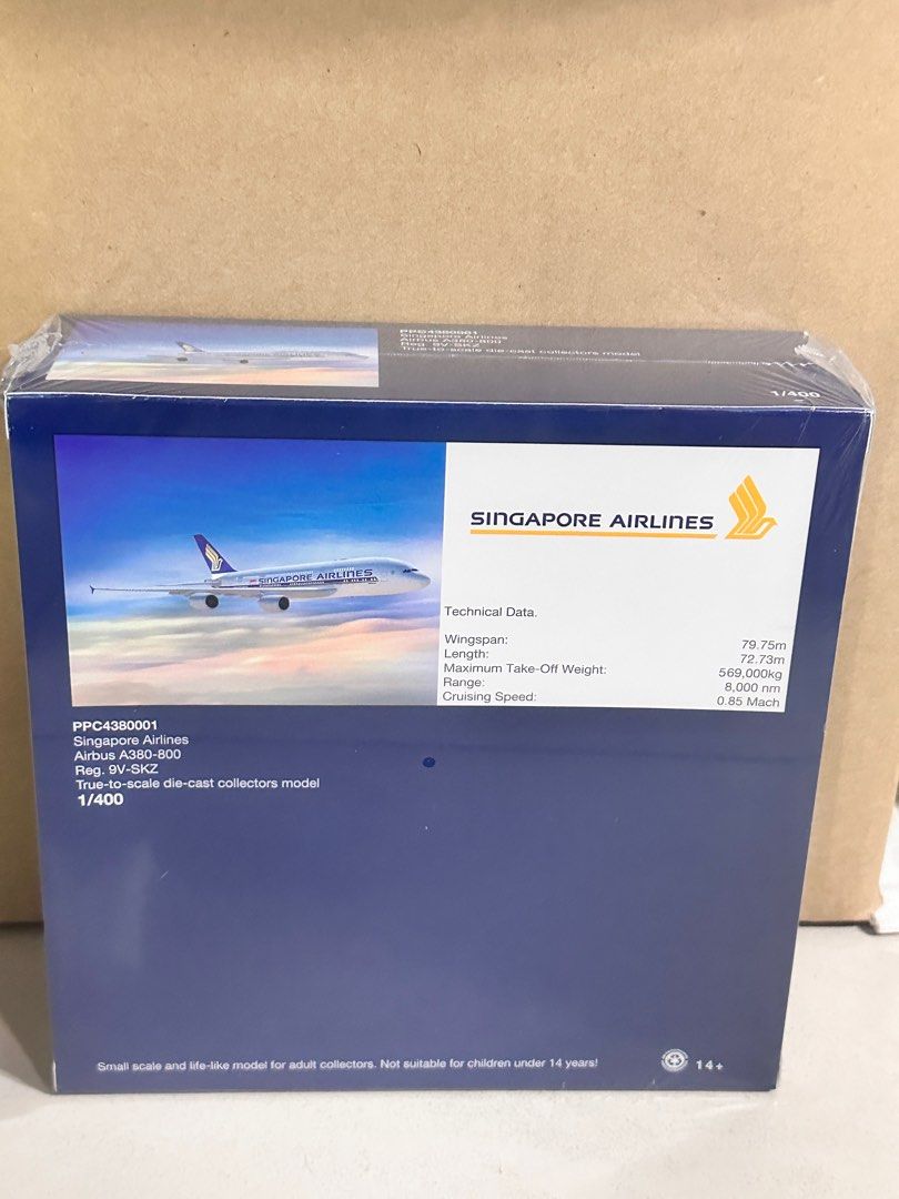 SINGAPORE AIRLINES A380-800 9V-SKZ DIECAST AIRCRAFT MODEL SCALE 1