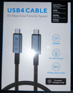 Type C to C 1M Cable, USB4.0, 8K 60Hz, 40Gbps Transfer, PD240W