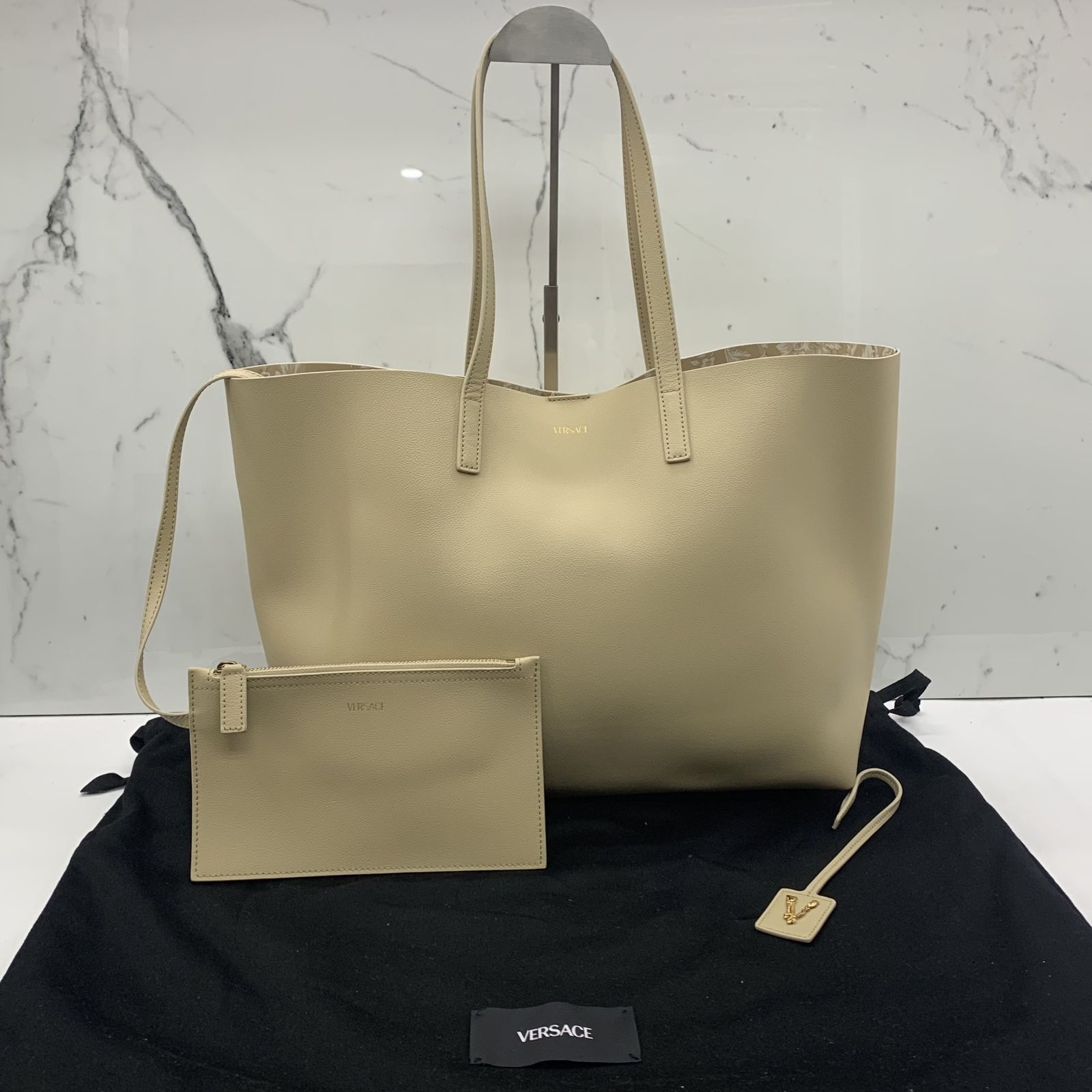 VERSACE BEIGE W POUCH TOTE BAG 247055172 WE Luxury Bags Wallets on Carousell
