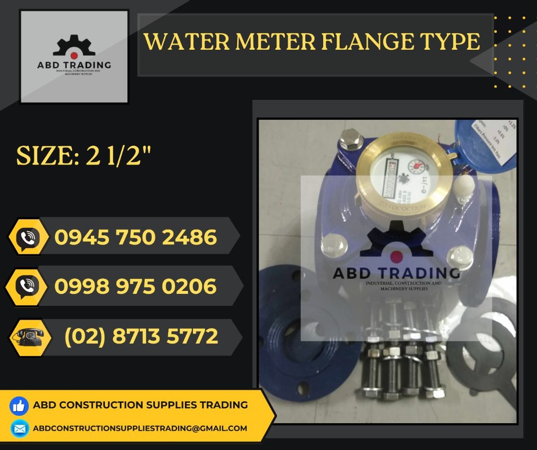 WATER METER (Category: Construction Tools & Equipment) located in Manila. Submitted by _abdtrading (Listing ID 1332845820, Image 1). Description: WATER METER (FLANGE TYPE) SIZE: 2 1/2" ABD CONSTRUCTION SUPPLIES TRADING DTI Registered & BIR Accredited 💯 -🛠️Machinery -🛠️Tools -🛠️Electrical -🛠️Industrial & Construction Materials -🛠️Fittings -🛠️Personal Protective Equipment 🚴-Pick up & Delivery Price is subject to change without prior notice 