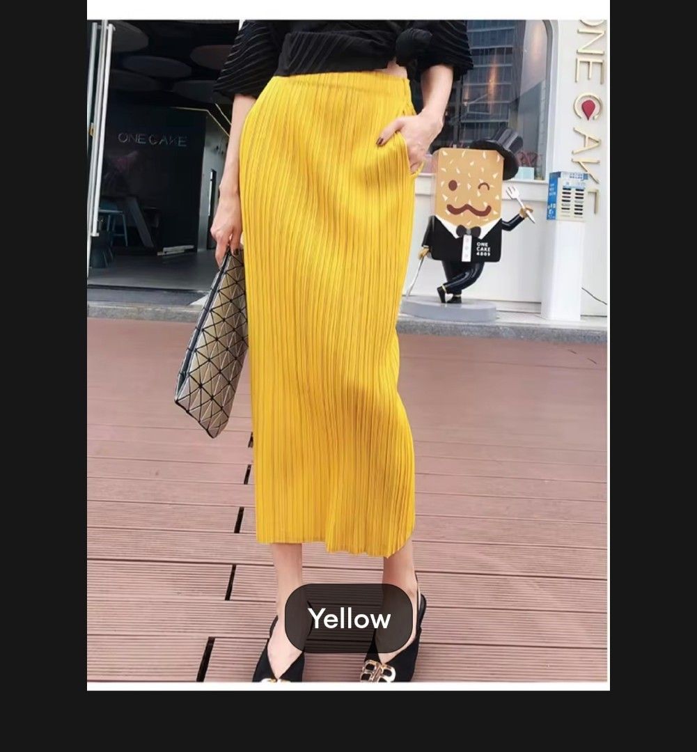 Yellow a line midi skirt discount