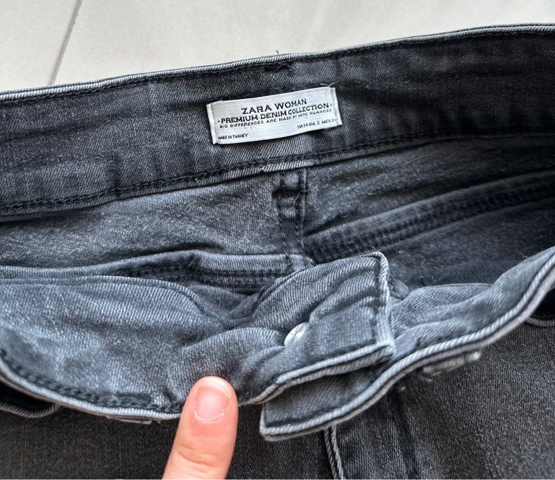 Zara women premium denim wear skinny jeans hitam super high waist size 34  celana jeans wanita