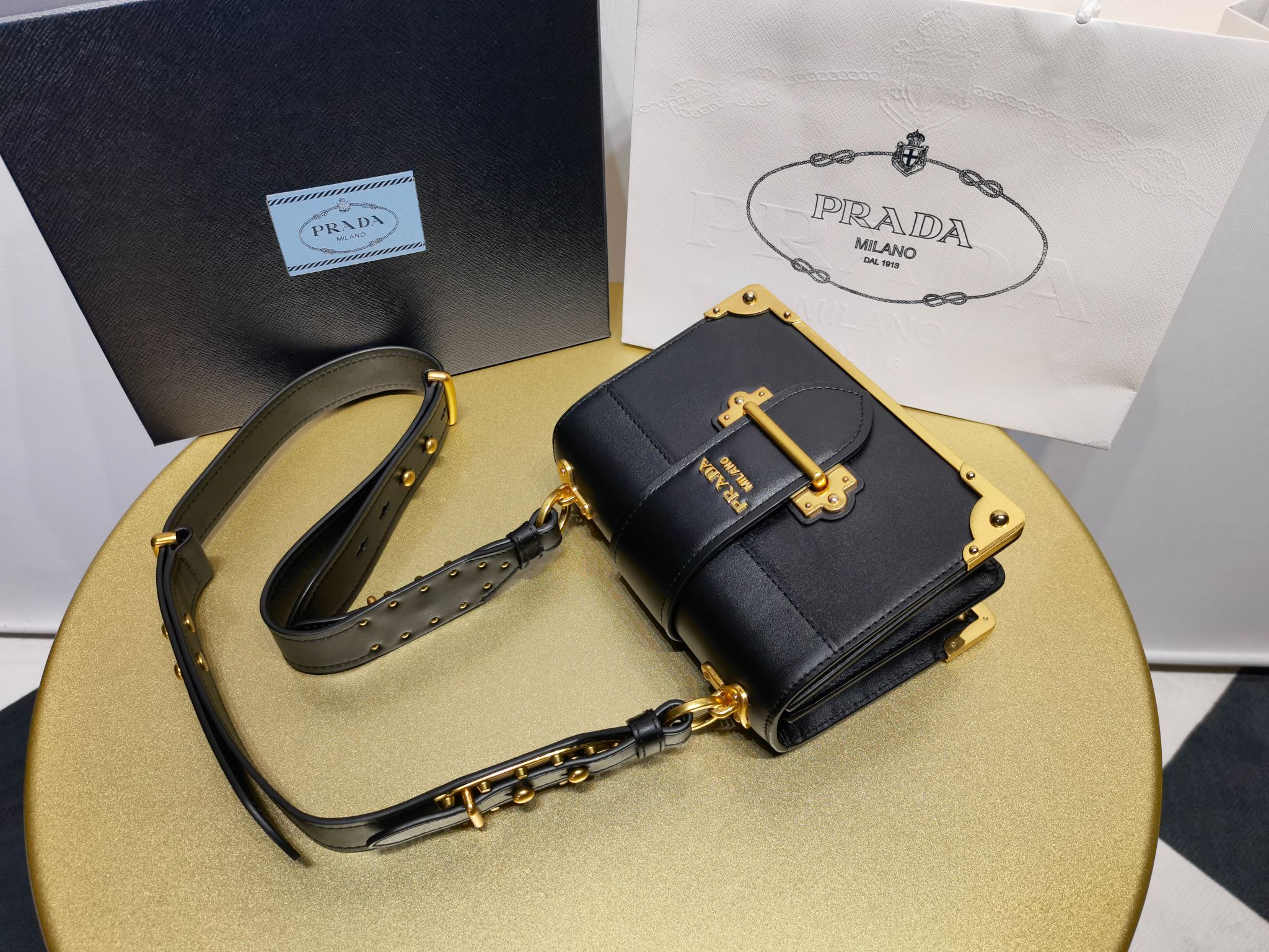 Authentic prada cahier handbag box bag shoulder crossbody bag
