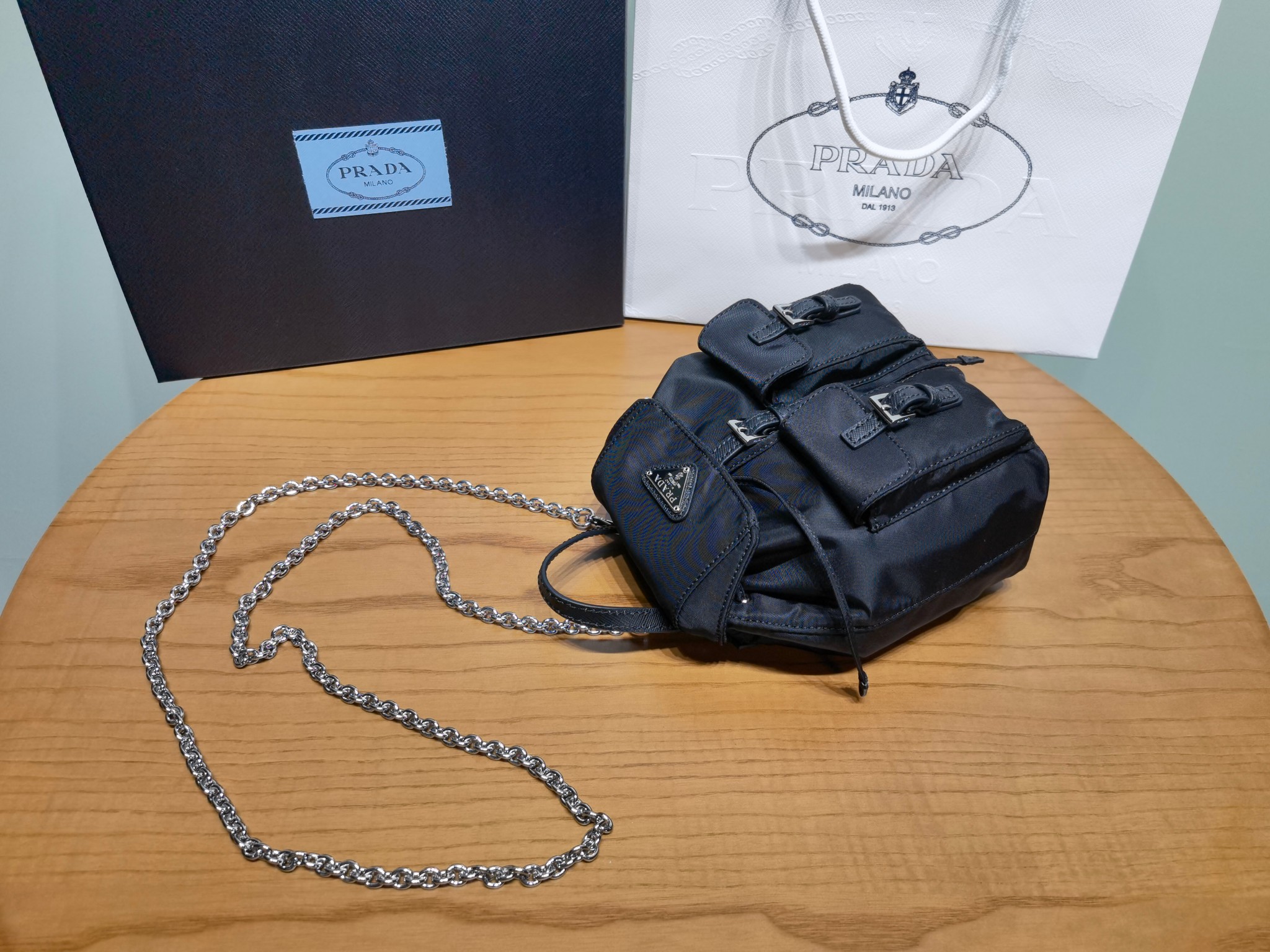 Prada mini chain bag online