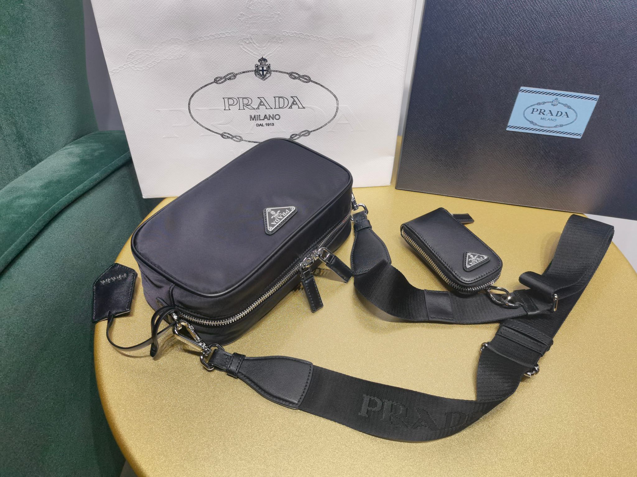 Authentic prada nylon leather messenger bag camera bag crossbody bag Luxury Bags Wallets on Carousell