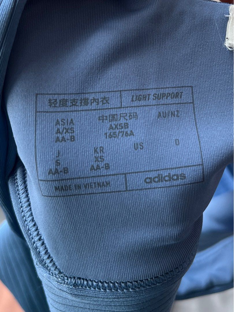 Blue Adidas Sports Bra (Category: Activewear) located in Quezon City. Submitted by declooter (Listing ID 1333148741, Image 3). Description: Adidas Training Light Support Ribbed Bra *Only used once Bought for: P1,540 rfs: too tight): mop: gcash, gotyme delivery: j&t, lalamove *sf shouldered by buyer 📍near sm north edsa, qc.