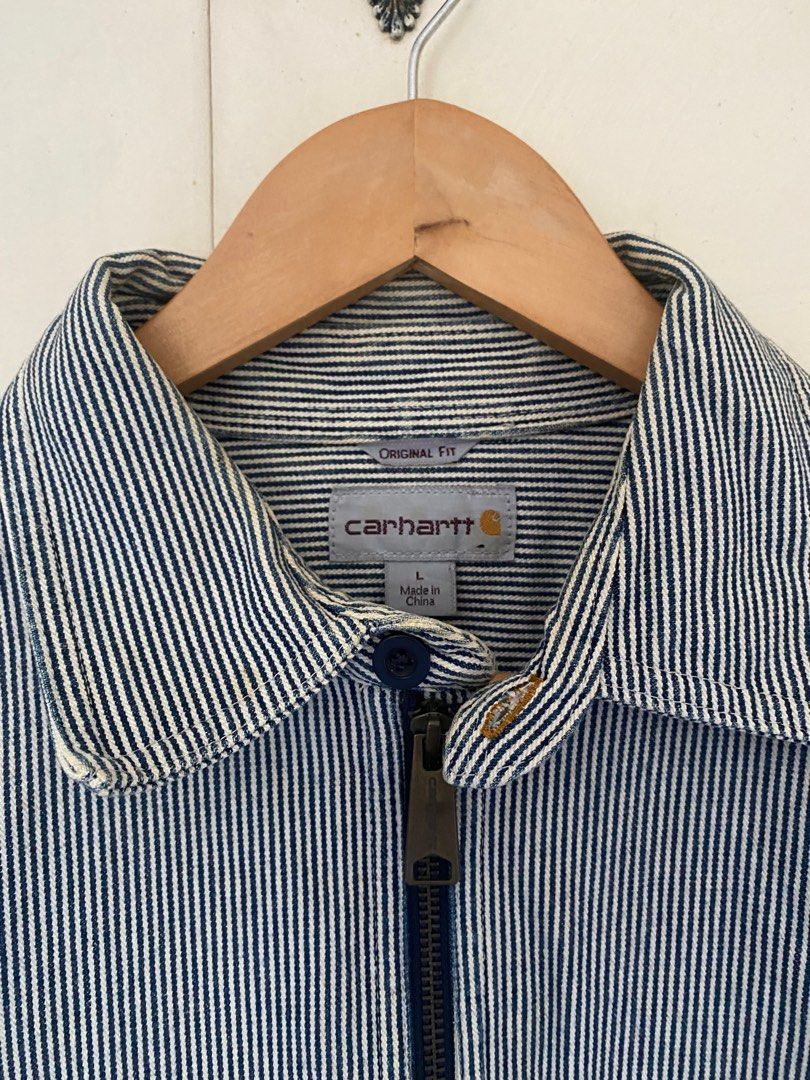 Carhartt Workwear Hickory Stripe Half Zip Men s Fashion Tops Sets Tshirts Polo Shirts on Carousell