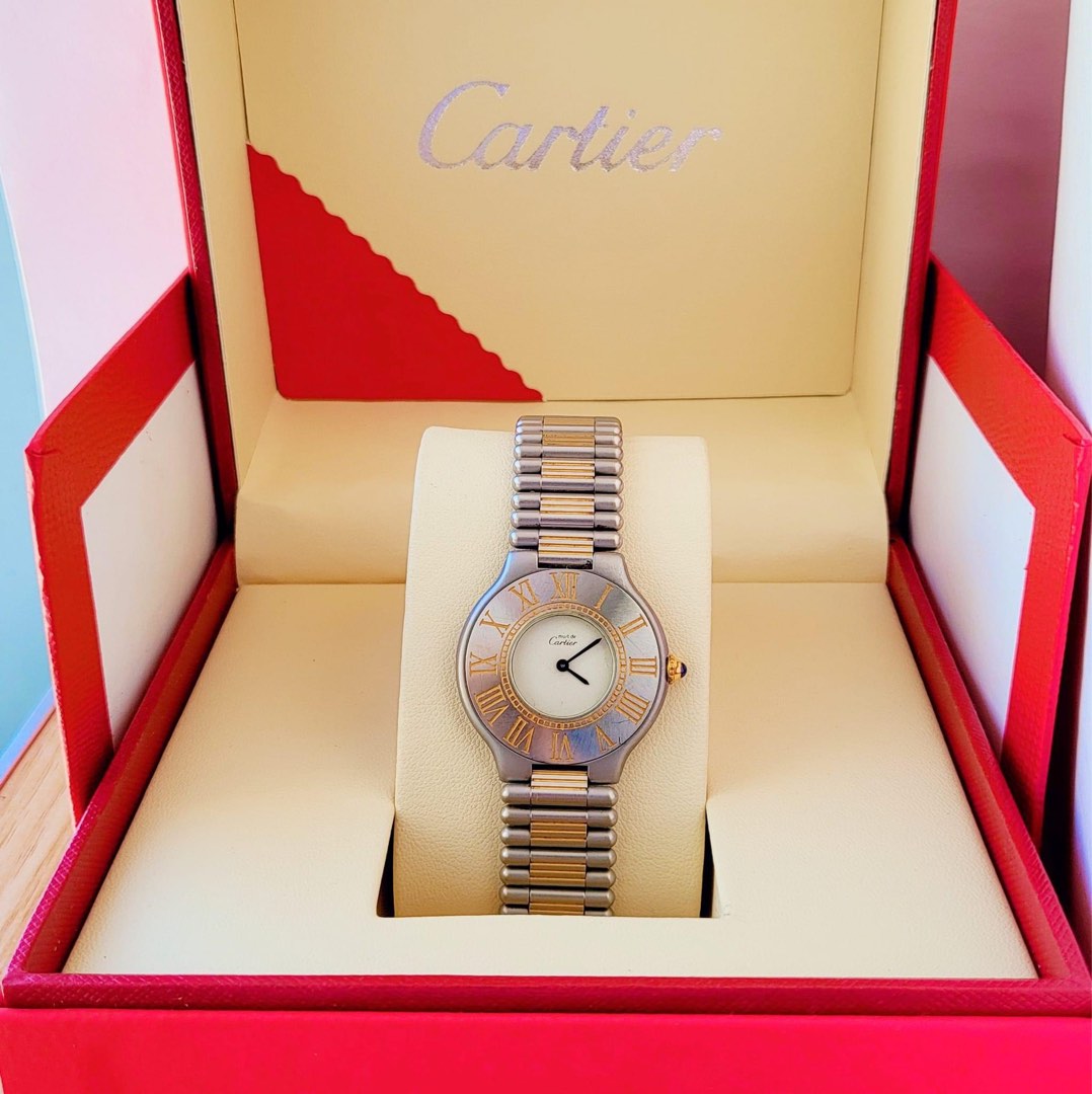 CARTIER 21 Must de Cartier two tone watch for women Luxury Watches on Carousell