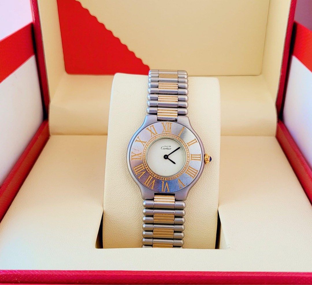 CARTIER 21 Must de Cartier two tone watch for women Luxury Watches on Carousell