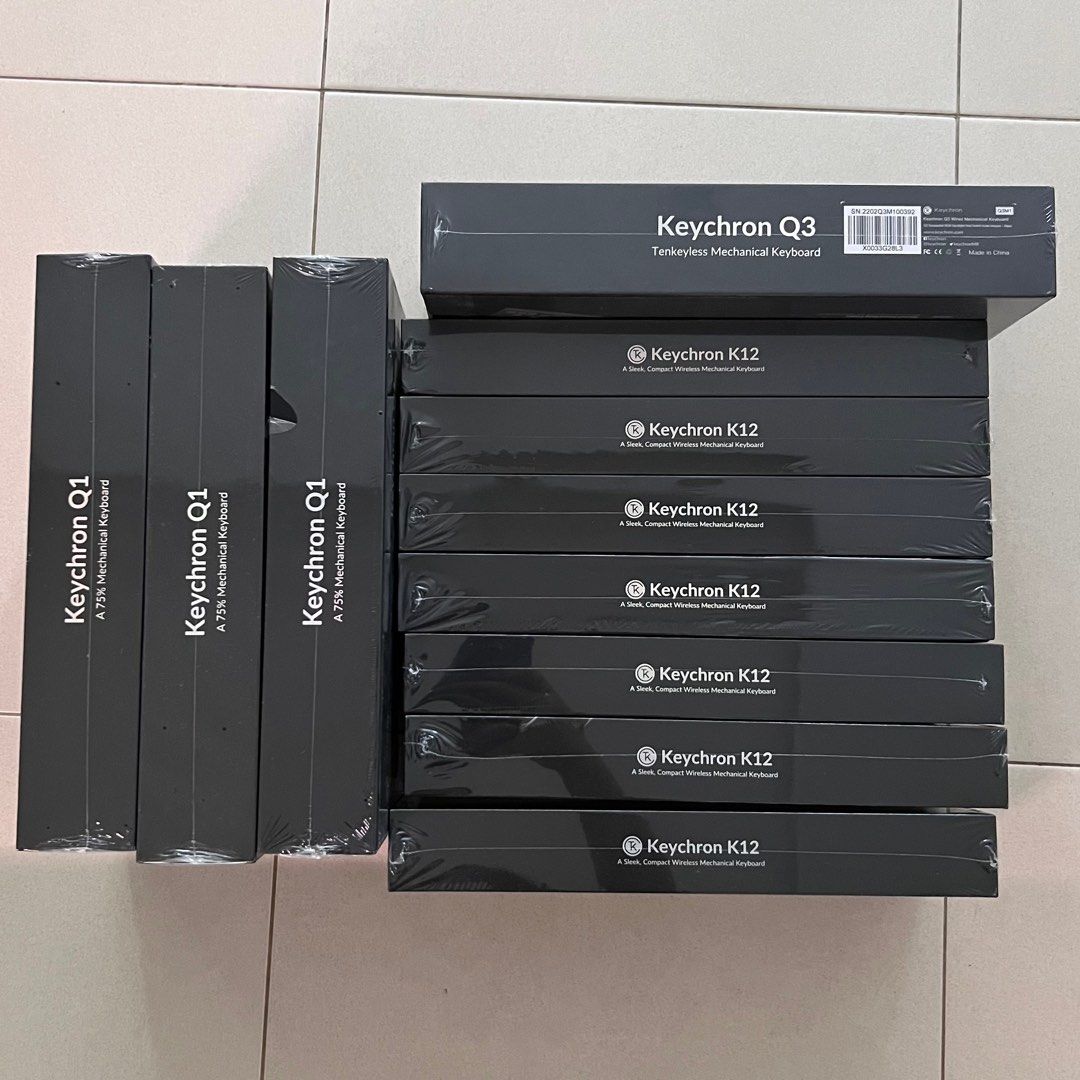 [Clearance Sale from $60] Keychron Keyboards - K12, Q1 and Q3 (Category: Computer Keyboard) located in Singapore. Submitted by amber_harmony_yijing (Listing ID 1332981904, Image 1). Description: Clearance Sale for following Keychron Keyboards: SOLD - K12 Optical Brown Switch - SOLD K12 Aluminium Gateron Brown Switch - $90 Q1 Grey Phantom Brown/Red switch - $160 SOLD - Q3 (Knob version) Black Red switch - SOLD .