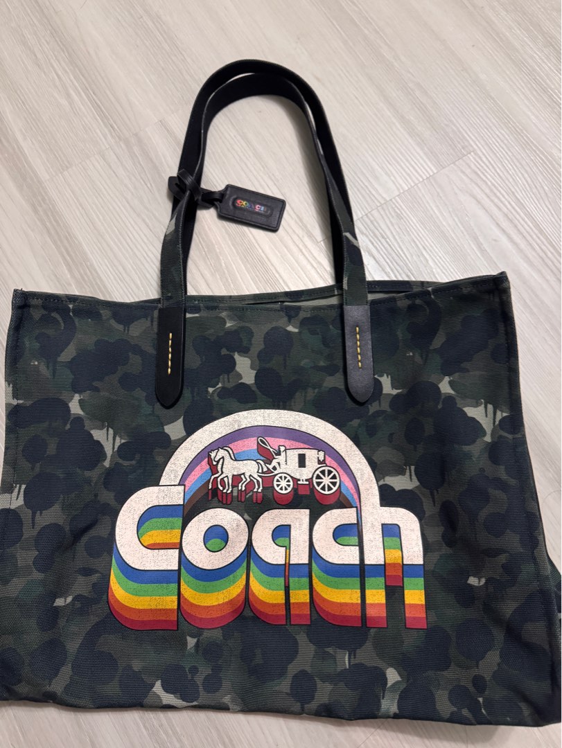 Coach 100 Percent Recycled Canvas Tote 42 Camo Print Rainbow  display picture 1
