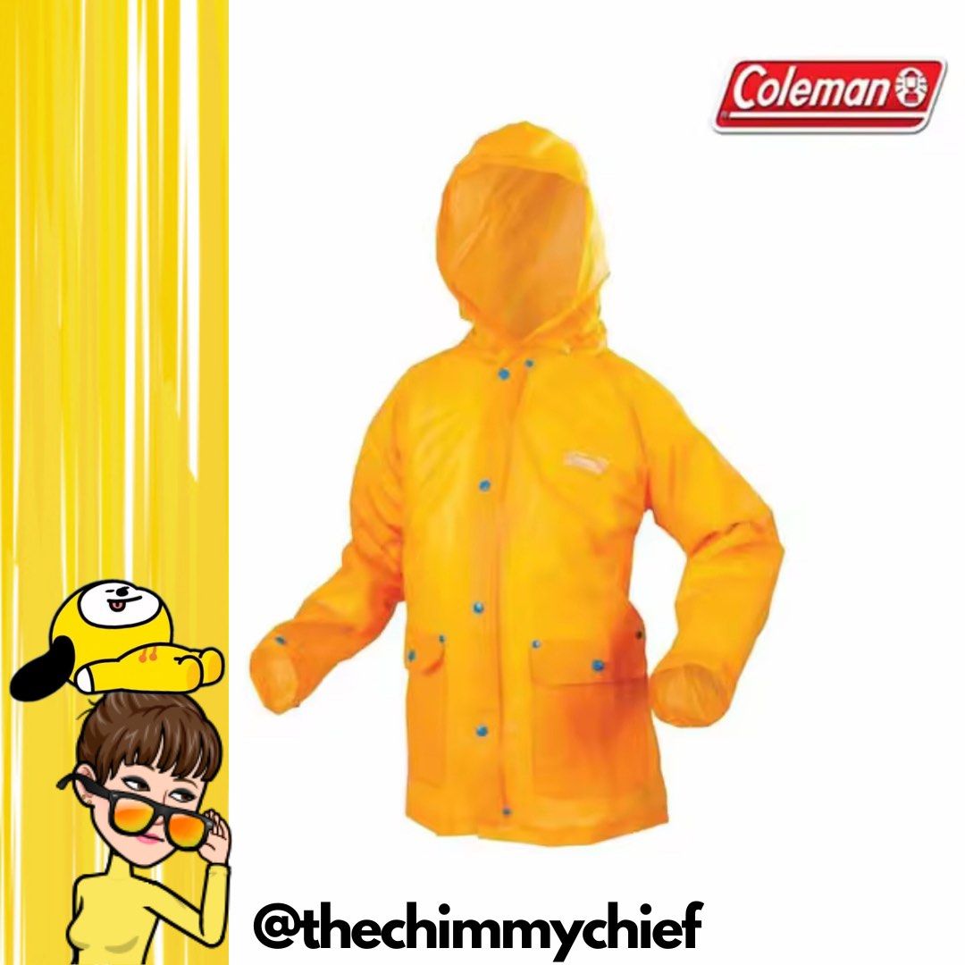 Coleman Teen Rain Jacket Orange Also suitable for Women Sports Equipment Hiking Camping on Carousell
