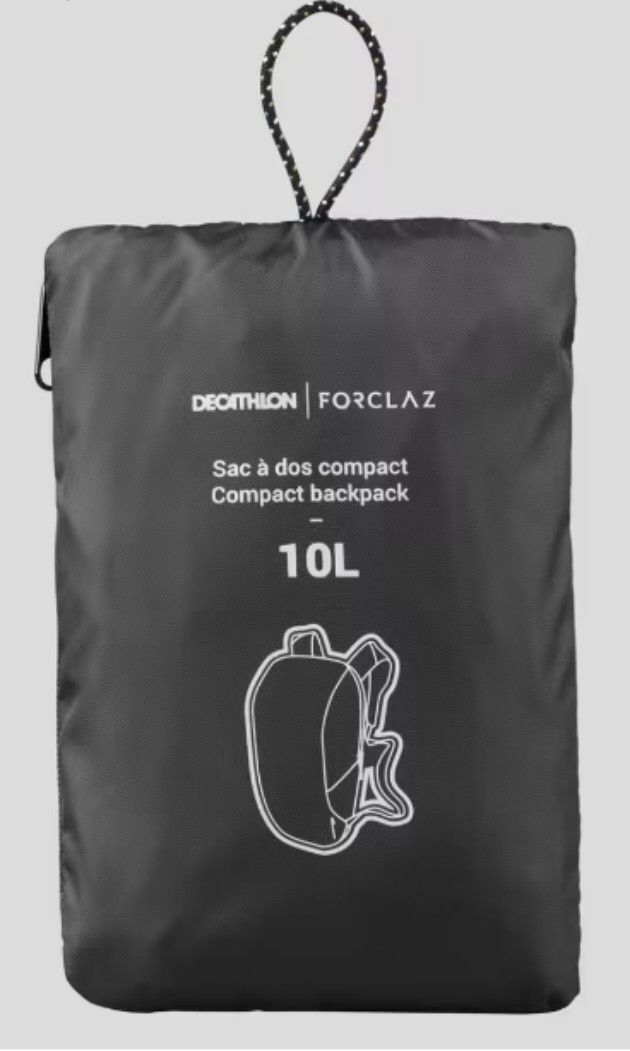 Compact backpack (Category: Backpacks) located in Singapore. Submitted by curious_kaga (Listing ID 1333068899, Image 1). Description: https://www.decathlon.sg/p/trekking-10l-compact-foldable-backpack-forclaz-travel-black-forclaz-8560403.html.