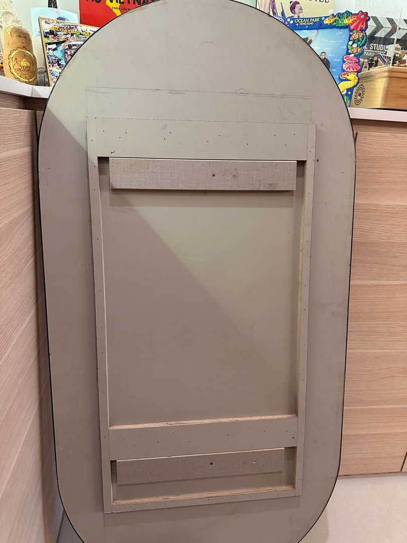 Customized Mirror Panel (Category: Other Home Furniture) located in Singapore. Submitted by shirlcsl (Listing ID 1333074166, Image 2). Description: Customized mirror panel in oval shape, with black metal frame. Dimension : 120cm x 60cm Never used before. Self collection. .