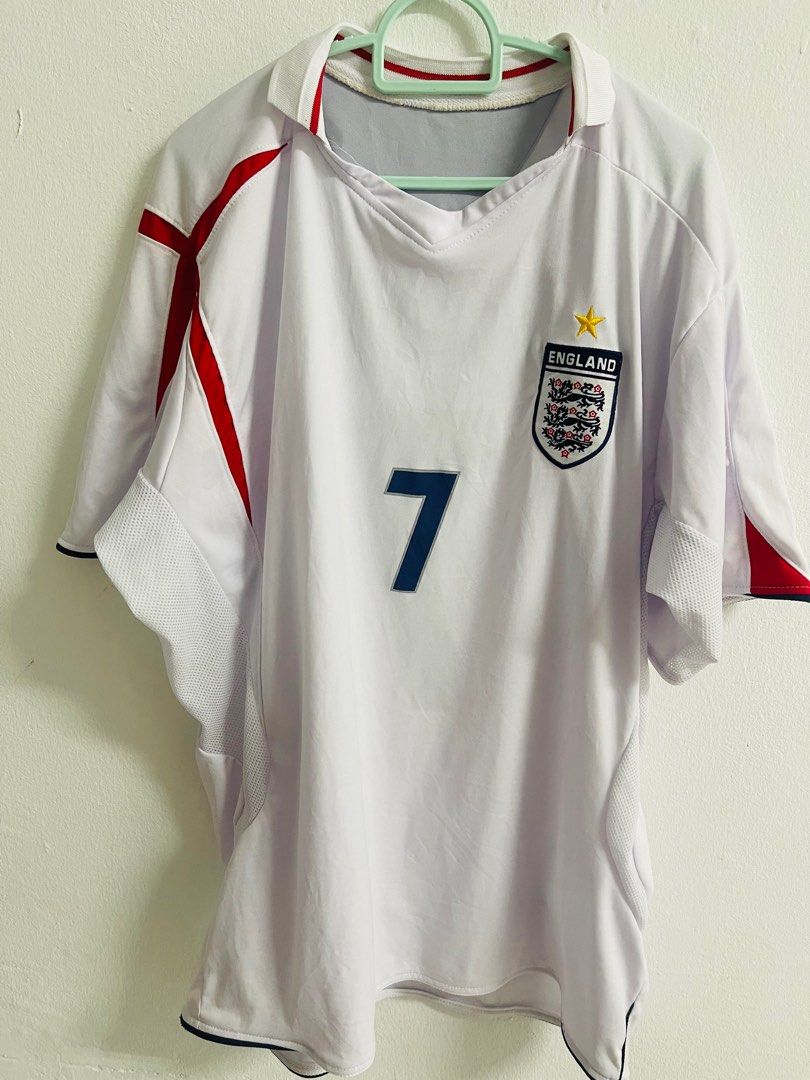 Maillot Angleterre Umbro 2001-2003 Domicile Blanc #7 Beckham Taille XL Homme