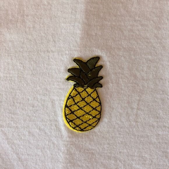 F21 Pineapple Patch Cotton Crop Top White