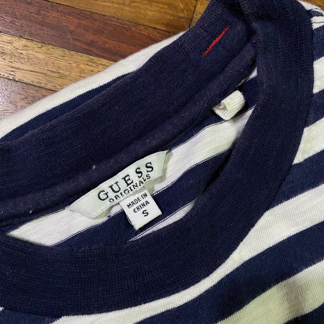 Guess striped tee sizing store