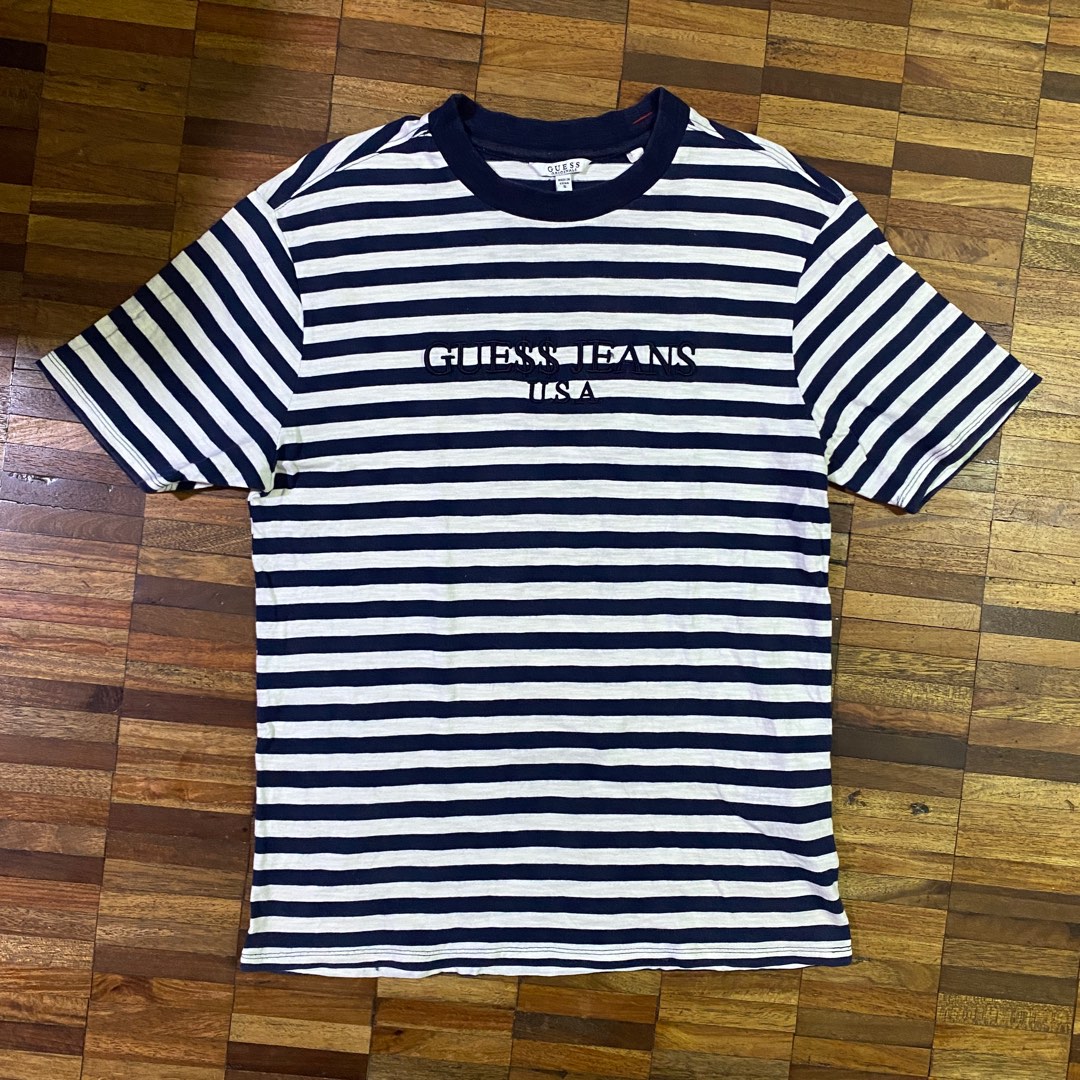 Guess x ASAP navy striped tee size S Men s Fashion Tops Sets Tshirts Polo Shirts on Carousell