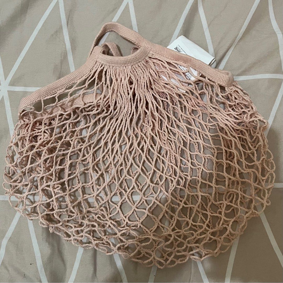 IKEA light pink string bag Fesyen Wanita Tas Dompet di Carousell