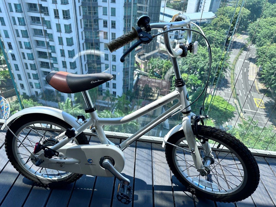 Last day Nov 16 - —> Khodaa Bloom (コーダーブルーム) - Kid’s Bicycle (Category: Bicycles) located in Singapore. Submitted by gold.origami (Listing ID 1332999530, Image 1). Description: Bicycle will be posted for sale only until this Saturday, November 16!!! Well maintained Kid’s bicycle by Khodaa Bloom. Japanese bicycle brand designed for the body of a Japanese kid. ■Size: 16 inches, 235mm ■For kids height: 90 ～115 cm ■Weigh:9.6kg ■Color: white cream ■In