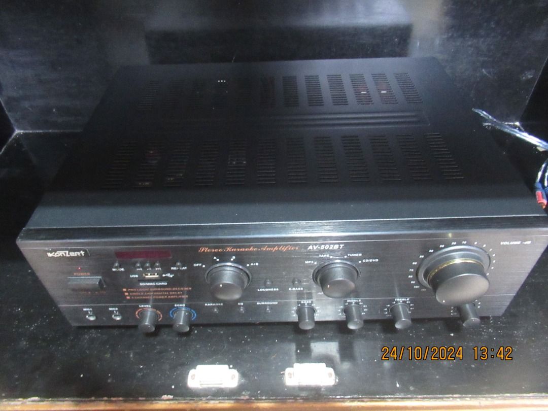 KONZERT AMPLIFIER (Category: Soundbars, Speakers & Amplifiers) located in Quezon City. Submitted by luckyriver.5269ba (Listing ID 1332969599, Image 3). Description: KOnzert amplifier model AV502BT for sale at a reasonable price. Used only once last December 25. Or can swap at lower wattages..