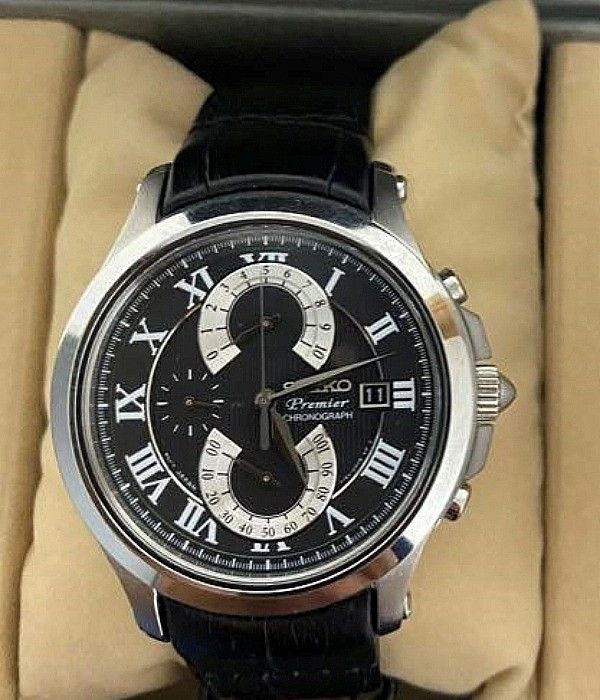 Lowest Price Seiko Premier Men s SPC067 Chronograph Leather Strap Watch spc067 spc067p spc067p2 Birthday gift birthday seiko BRAND NEW IN BOX WITH 1 YEAR WARRANTY Men s Fashion Watches Accessories Wat...