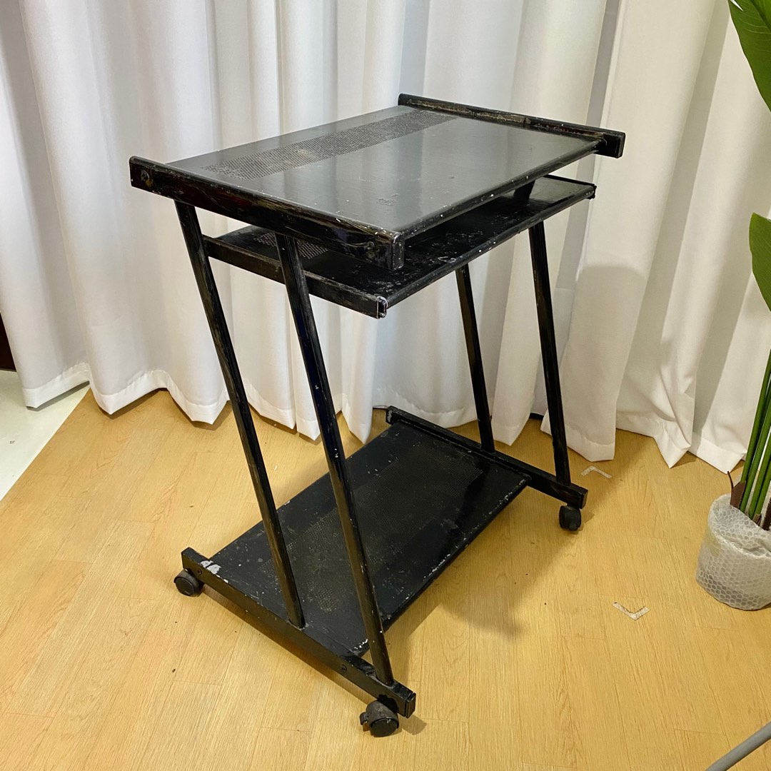 Work Pc Table Metal Metal Computer Desk Office Table with Wheels, Furniture & Home Living ...