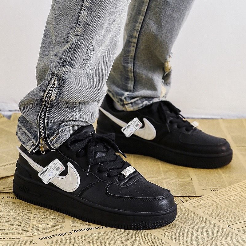 Nike Air Force 1 AF1 AJ Size 36 47 AF1 Air Force One Classic Fashion Co ed Low Top Shoes aj Black White Casual Sports Collaboration Shoes