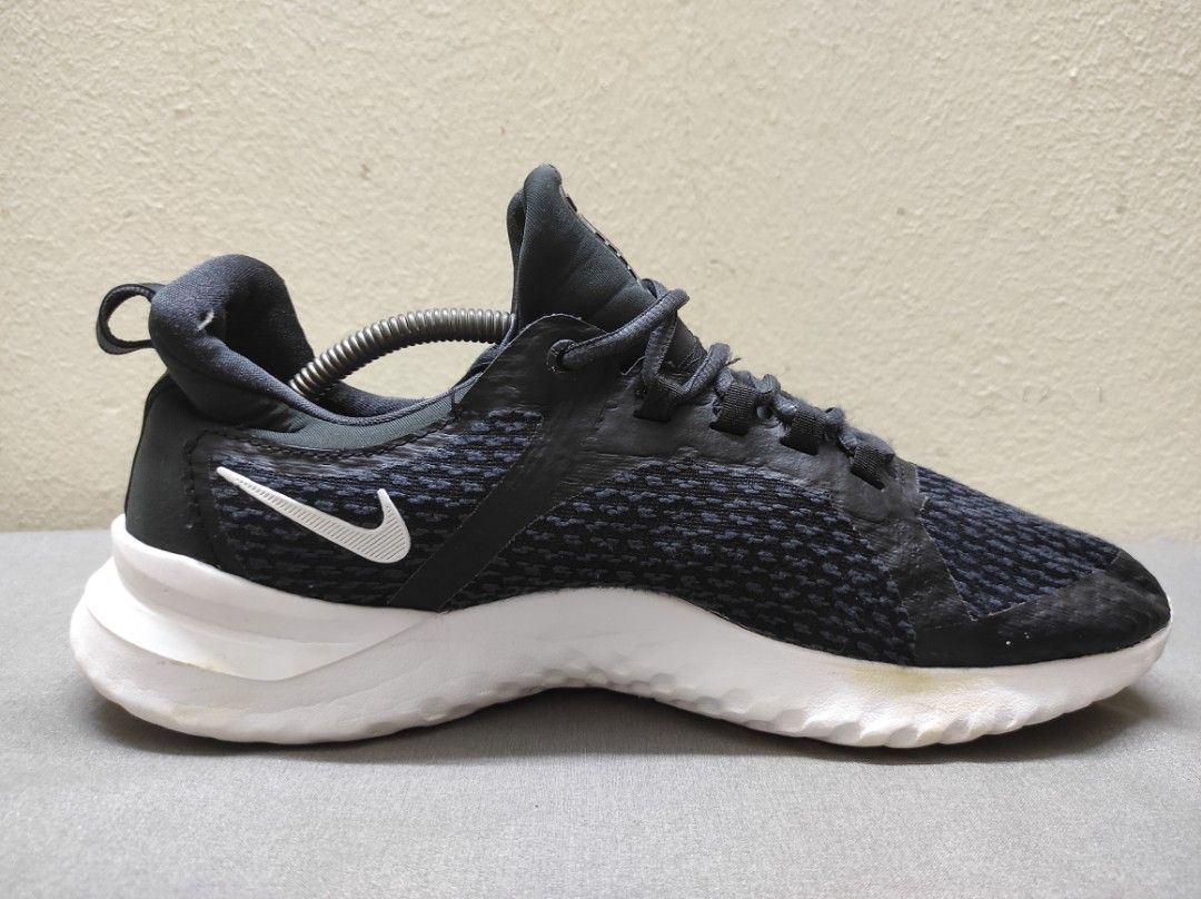 nike running renew rival trainers in black and white