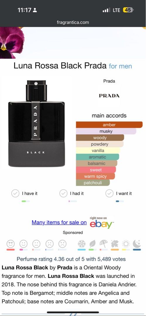 Prada Luna Rossa Black Beauty Personal Care Fragrance Deodorants on Carousell