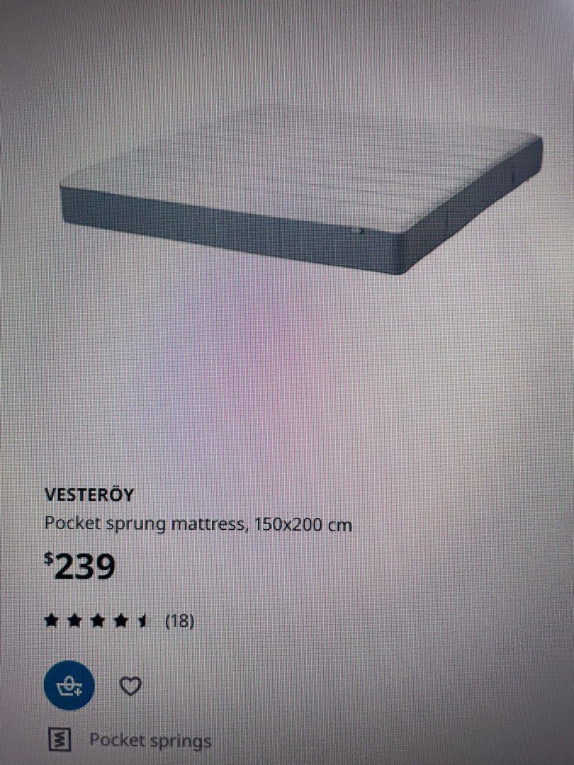 Queen Size Bed Frame w IKEA Mattress, Furniture & Home Living