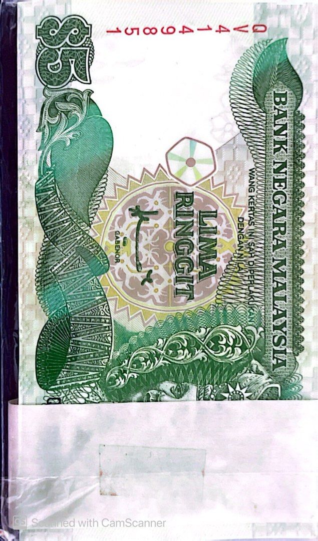 RINGGIT 5 (Category: Currency) located in Singapore. Submitted by ky.jun (Listing ID 1333121424, Image 1). Description: Brand new for 50 pcs with nice number ! Min 10 pcs price at $288.